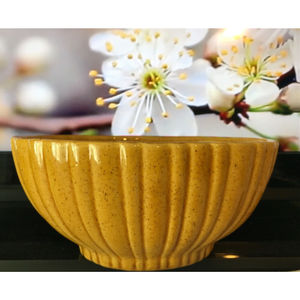 Vintage Mustard Yellow Haeger 1020 USA Ceramic Speckled Ribbed Planter